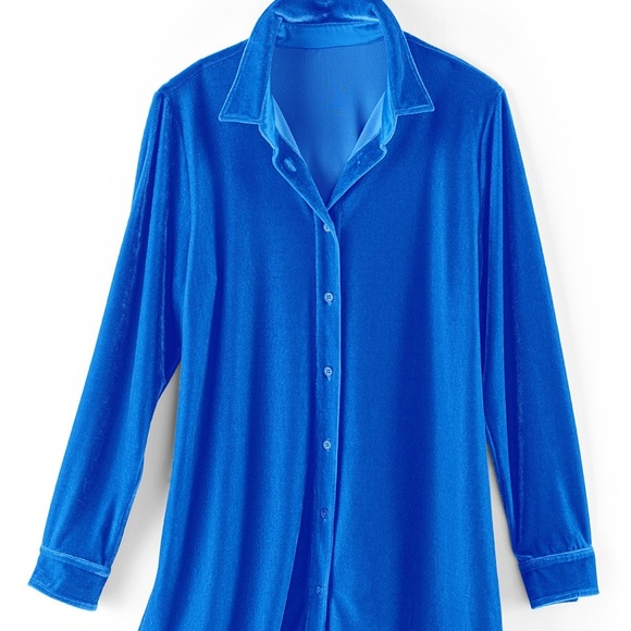 Soft Surroundings Blue 3/4 Sleeve Button Down Tunic - Picture 3 of 13